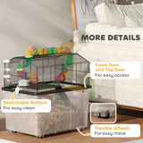 PawHut Hamster Cage with Deep Tray, Tube System, Perches & Ramps – Two-Tier Cage for Dwarf Hamsters