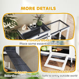 PawHut 2 Tier Rabbit Hutch with Run, Wheels, Openable Tops and 3 Plastic Trays – Small Animal House, Grey
