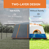 Outsunny 4-6 Man Camping Tent with 2 Bedrooms, Living Area & Porch – 3000mm Waterproof Family Tent, Blue