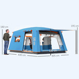 Outsunny 4-6 Man Camping Tent with 2 Bedrooms, Living Area & Porch – 3000mm Waterproof Family Tent, Blue