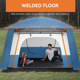 Outsunny 4-6 Man Camping Tent with 2 Bedrooms, Living Area & Porch – 3000mm Waterproof Family Tent, Blue