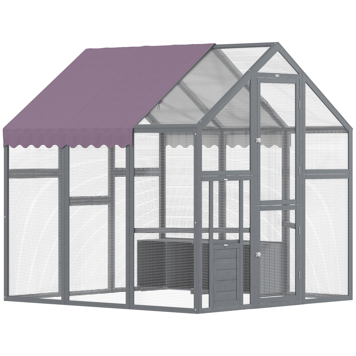 PawHut Large Walk In Chicken Run for 6-8 Poultry with Waterproof UV-Resistant Cover – Fir Wood Hen Enclosure, 1.7 x 1.8 x 1.8m