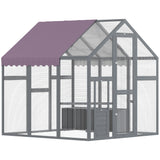 PawHut Large Walk In Chicken Run for 6-8 Poultry with Waterproof UV-Resistant Cover – Fir Wood Hen Enclosure, 1.7 x 1.8 x 1.8m