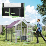 PawHut Large Walk In Chicken Run for 6-8 Poultry with Waterproof UV-Resistant Cover – Fir Wood Hen Enclosure, 1.7 x 1.8 x 1.8m