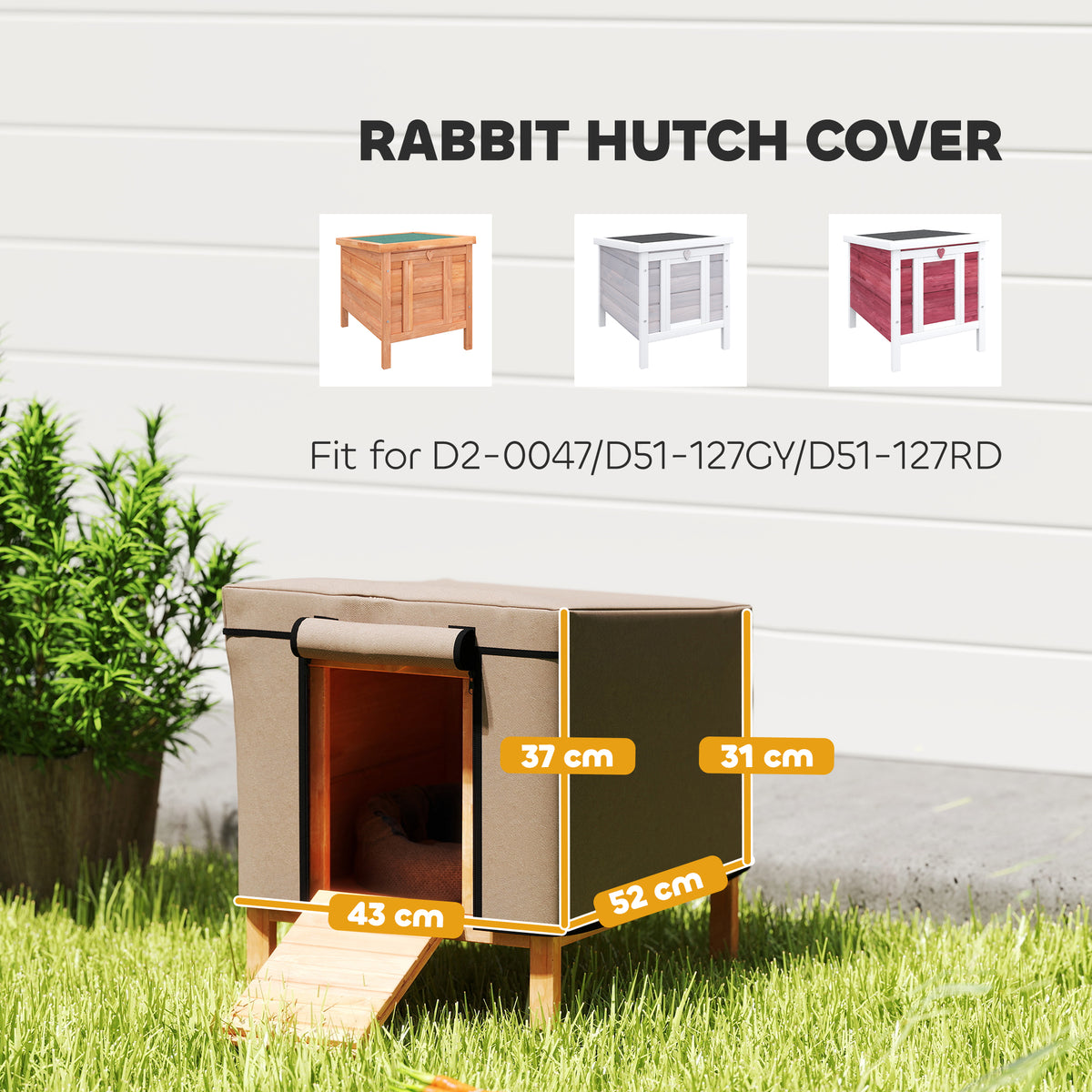 PawHut Waterproof Rabbit & Guinea Pig Hutch Cover – 600D Oxford Fabric for Model X-D2-0047, Brown