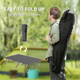 Outsunny Double Folding Camping Cot with Steel Frame & Carry Bag – Portable 2 Person Camp Bed, Charcoal Grey