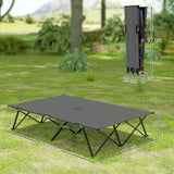Outsunny Double Folding Camping Cot with Steel Frame & Carry Bag – Portable 2 Person Camp Bed, Charcoal Grey