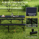 Outsunny Rattan Effect Folding Picnic Table and Bench Set with Handles – 3-Piece Outdoor Dining Set, Black