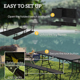 Outsunny Rattan Effect Folding Picnic Table and Bench Set with Handles – 3-Piece Outdoor Dining Set, Black