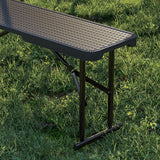 Outsunny Rattan Effect Folding Picnic Table and Bench Set with Handles – 3-Piece Outdoor Dining Set, Black
