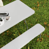 Outsunny 3 Piece Folding Picnic Table and Bench Set with Safety Locks & Carry Handles – Indoor/Outdoor, White