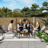 Close-up of the tempered glass coffee table top on the Outsunny garden sofa set