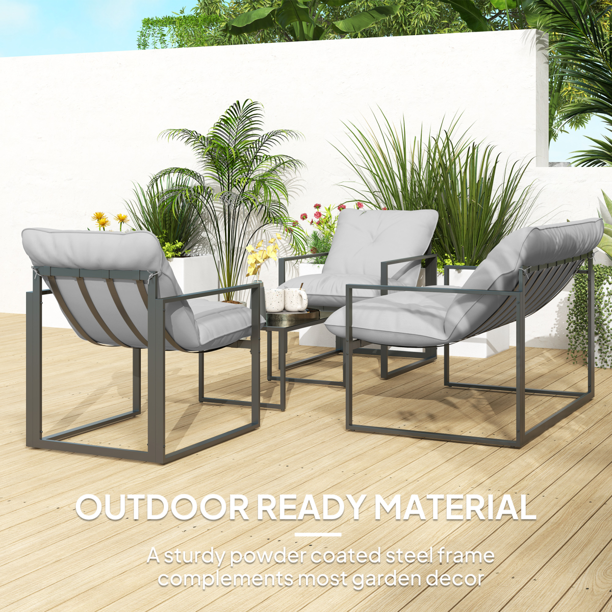 Outsunny garden sofa set arranged in a garden setting