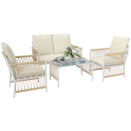 Outsunny rattan garden sofa set styled on a patio