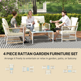 Close-up of the tempered glass coffee table top on the Outsunny rattan sofa set