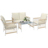 Outsunny rattan armchair and loveseat with glass-top coffee table