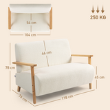 HOMCOM loveseat sofa wood legs and anti-slip feet