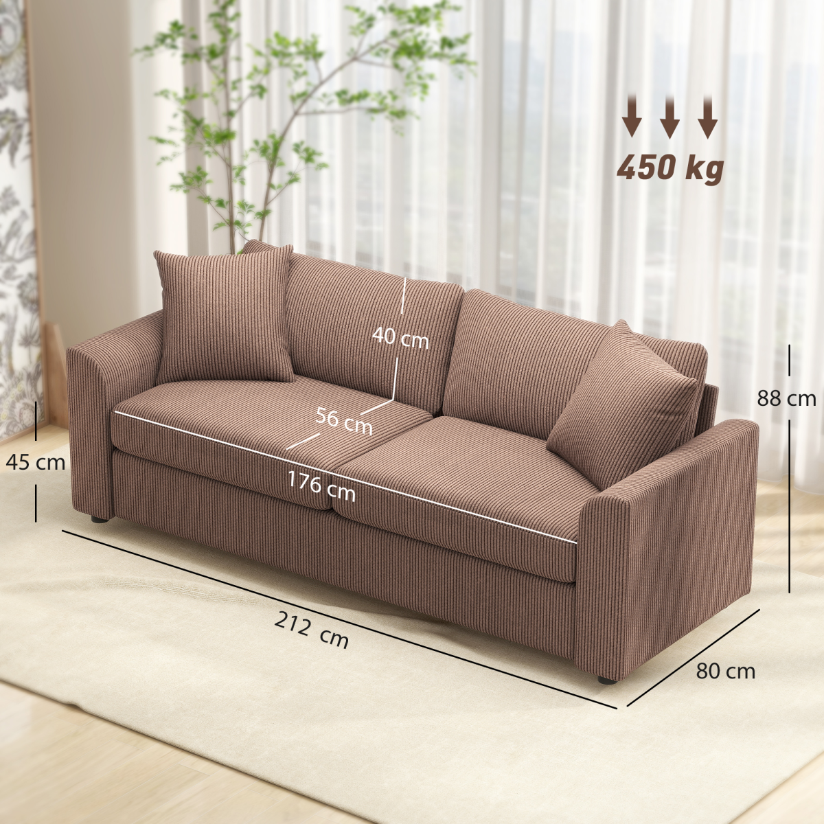 HOMCOM jumbo sofa styled in a spacious living room