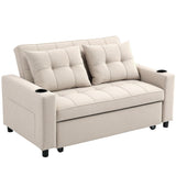 Close-up of HOMCOM sofa bed fabric texture in beige