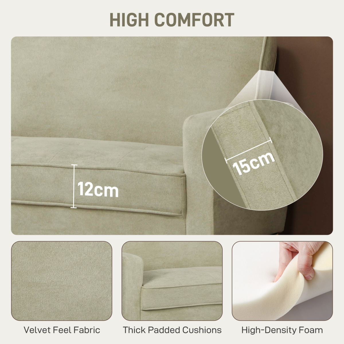 Close-up of the tufted backrest design on the HOMCOM loveseat sofa