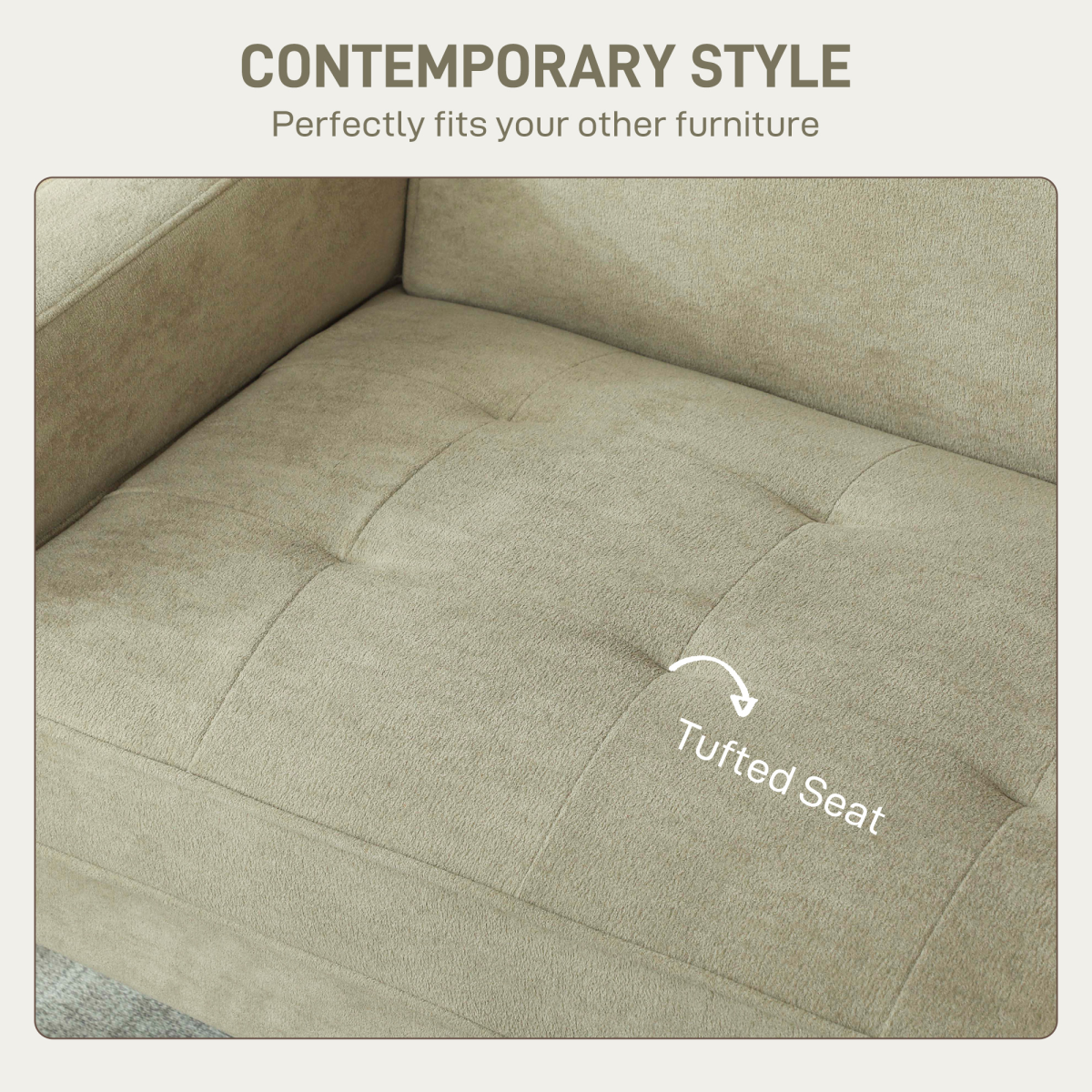 Close-up of the wooden legs on the HOMCOM loveseat sofa