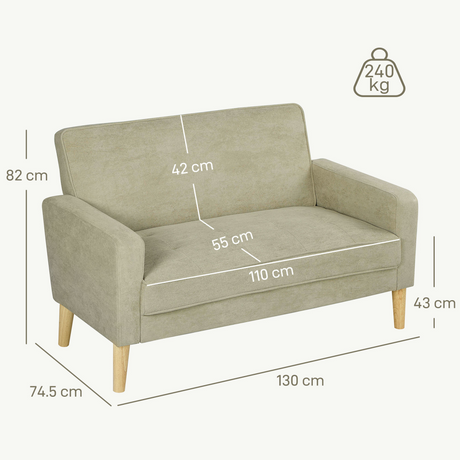 Dimension diagram of the HOMCOM 2-seater loveseat sofa