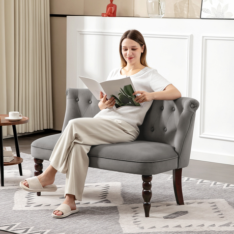HOMCOM loveseat sofa wingback silhouette detail
