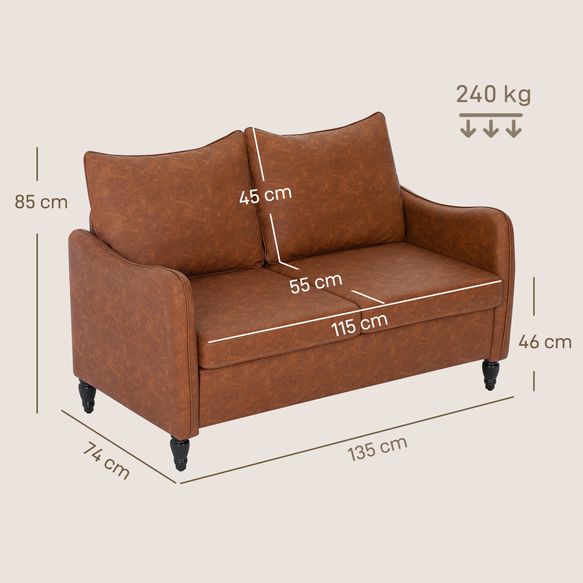 HOMCOM sofa back view