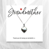 Aye Do Gifts Grandmother Heart Necklace on Thank You Message Card – Keepsake Gift in Black Gift Box