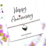 Aye Do Gifts Silver Heart Beaded Bracelet with Anniversary Message Card – Gift for Wife, Partner or Girlfriend