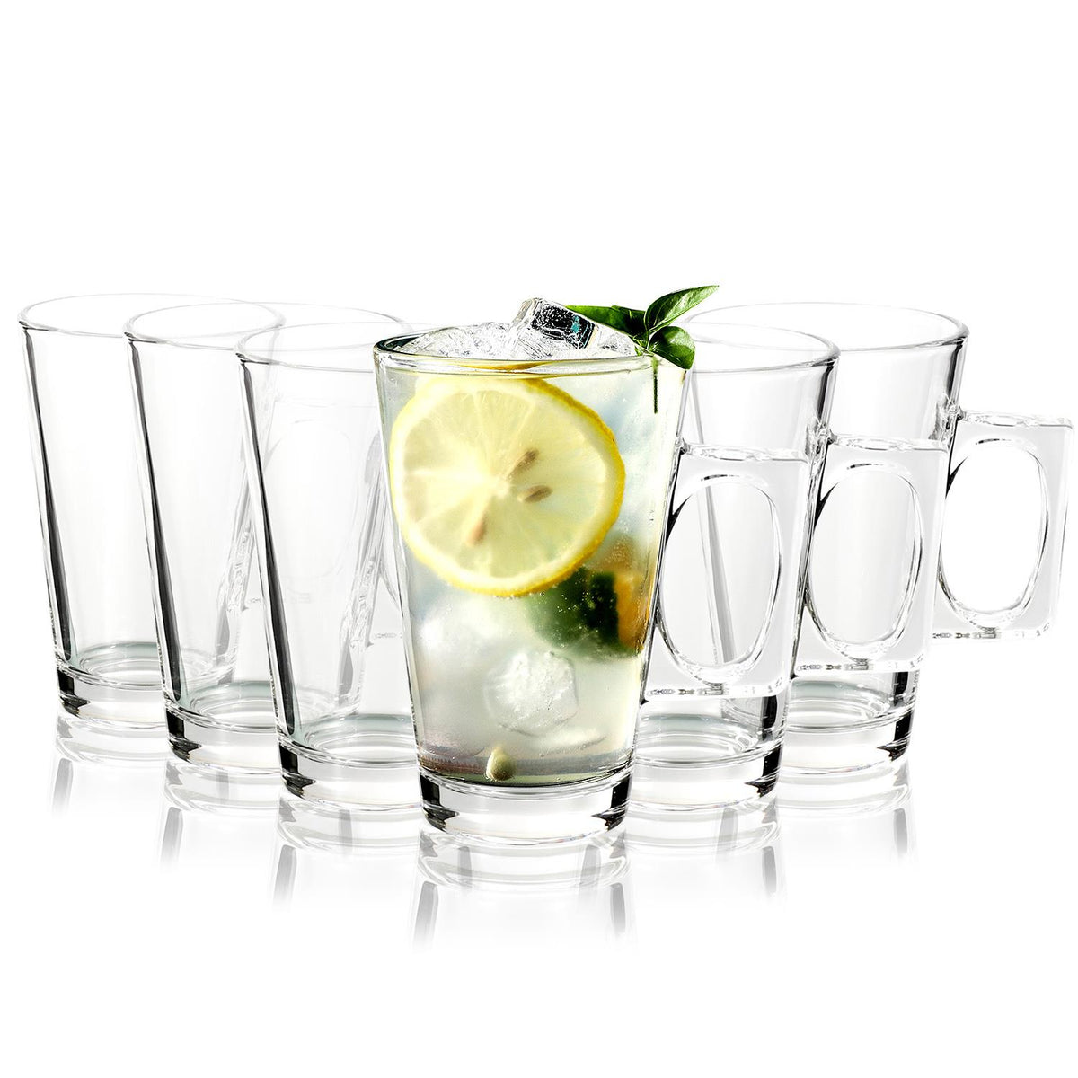 VINSANI Latte Glasses Set of 6 – Clear Glass for Lattes, Cappuccinos & Hot Chocolate