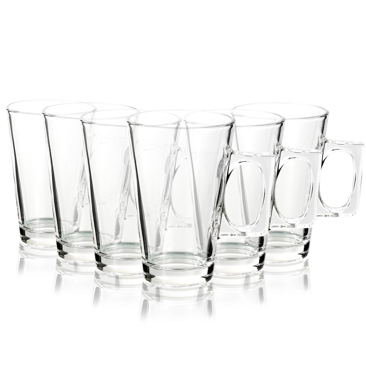 VINSANI Latte Glasses Set of 6 – Clear Glass for Lattes, Cappuccinos & Hot Chocolate