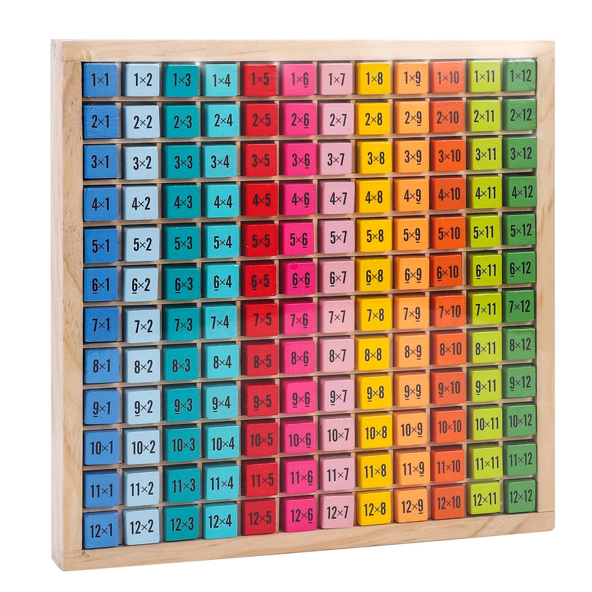 SOKA Wooden Times Table Learning Blocks with Grid Tray, 144 Pieces – Educational Maths Toy for Kids