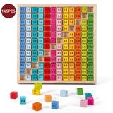 SOKA Wooden Times Table Learning Blocks with Grid Tray, 144 Pieces – Educational Maths Toy for Kids