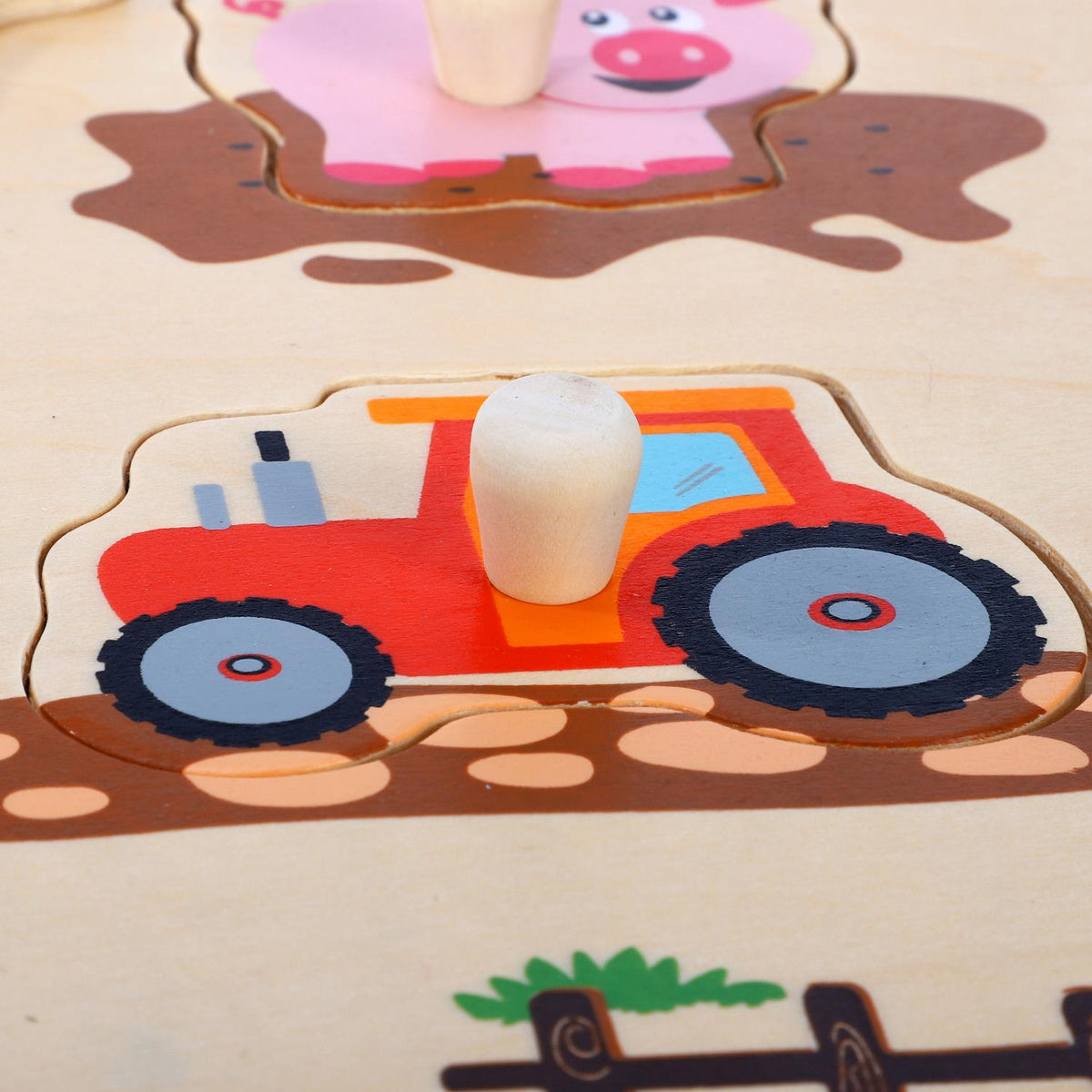 SOKA Farm Animals Peg Puzzle – Wooden Shape Sorting Toy for Young Children