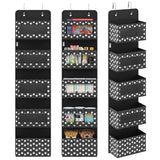 Vinsani 5 Tier Over-the-Door Hanging Organiser with Clear Windows – Space-Saving Wardrobe Storage, Black