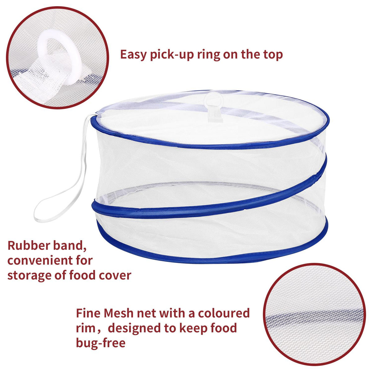 VINSANI Set of 3 Pop-Up Mesh Food Covers – Fine Mesh Fly Protection for Picnics & BBQs
