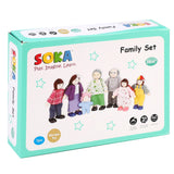 SOKA Big Family Doll House Figures Set with 7 Flexible Dolls – Grandparents, Parents and Kids