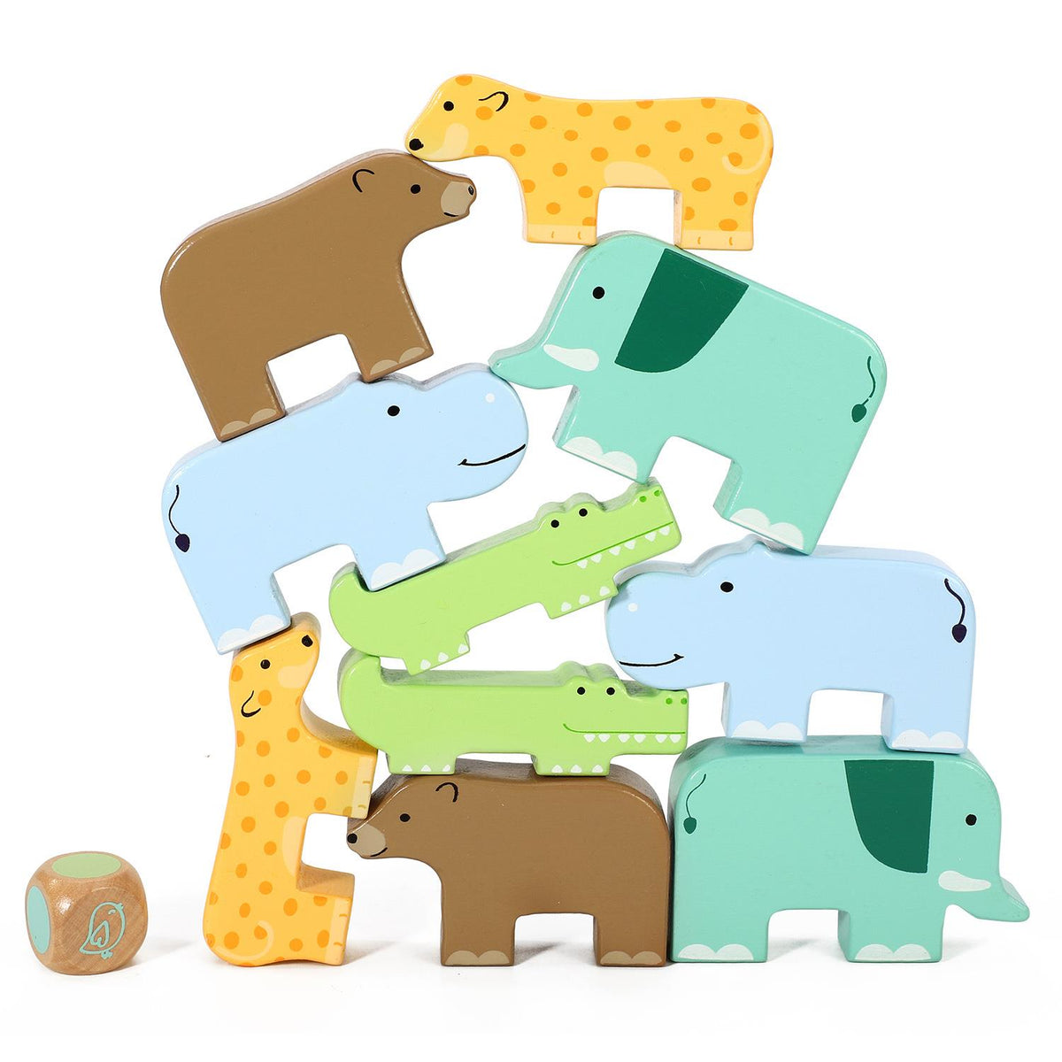 SOKA Wild Animal Wooden Stacking Toy – Montessori Balancing Puzzle, 5 Pairs, Ages 3+