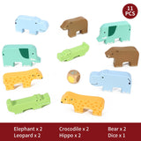 SOKA Wild Animal Wooden Stacking Toy – Montessori Balancing Puzzle, 5 Pairs, Ages 3+