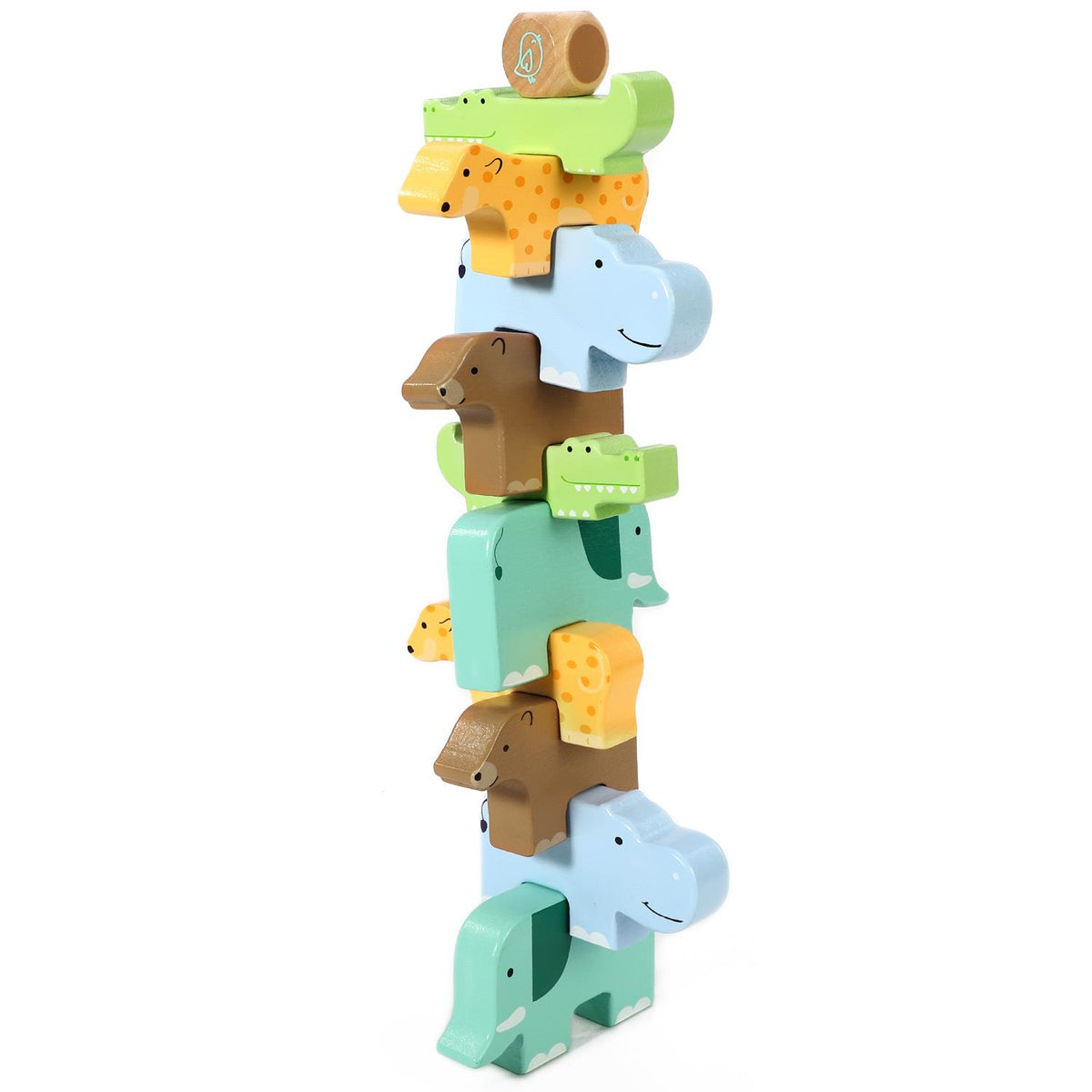 SOKA Wild Animal Wooden Stacking Toy – Montessori Balancing Puzzle, 5 Pairs, Ages 3+