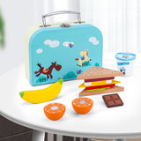 SOKA Wooden Sandwich Lunchbox Pretend Play Food Set for Kids – Toy Picnic Set with Fruit, Bread & Snacks