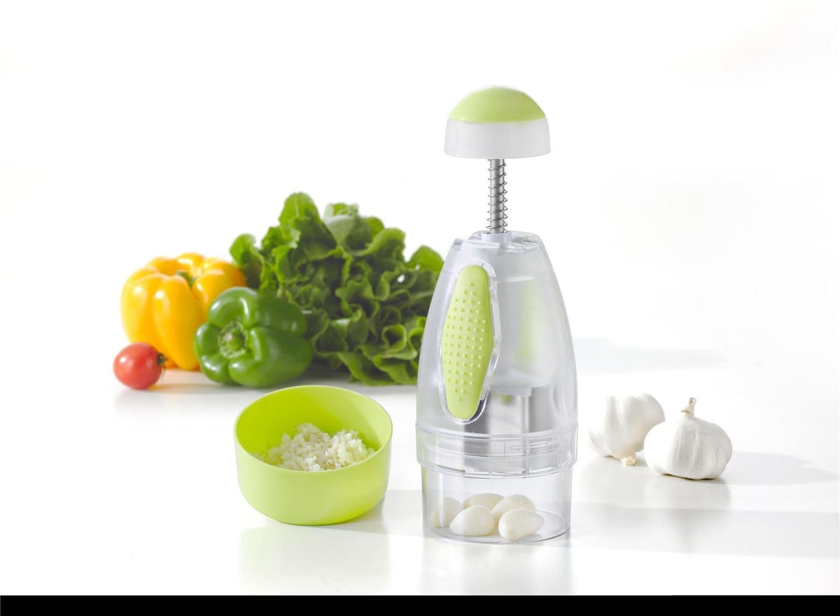 VINSANI Press Onion & Food Chopper, Pack of 2 – Soft Press Top, Green/White