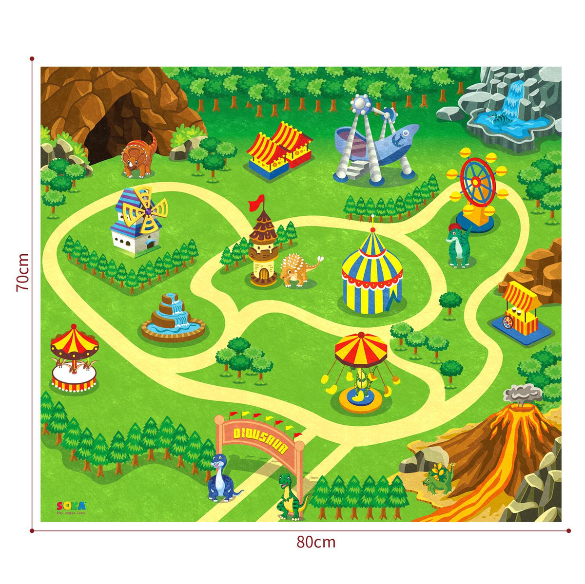 SOKA Dinosaur Playset with 9 Realistic Dinosaur Figures and Activity Playmat – Kids Educational Toy Gift Set