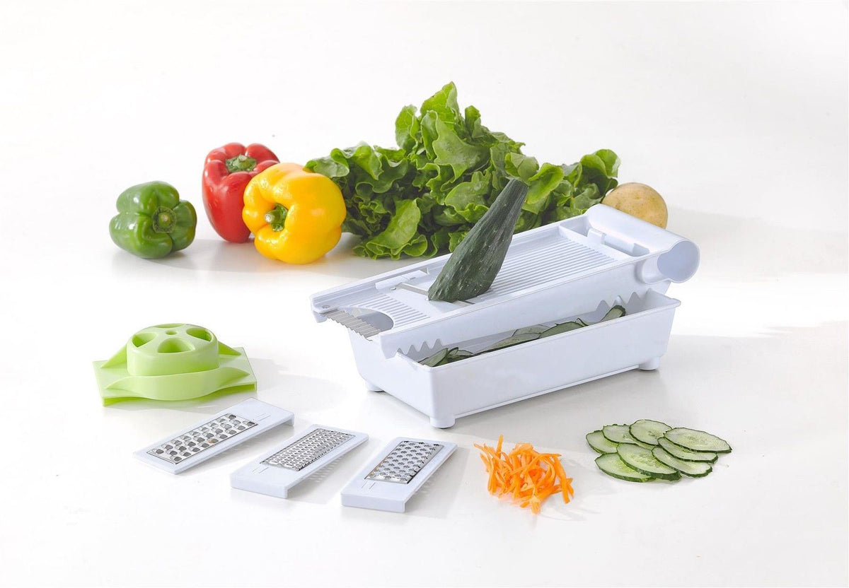 VINSANI 6-in-1 Grater & Slicer with Interchangeable Blades – Julienne, Wavy & Coarse Grating