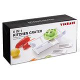 VINSANI 6-in-1 Grater & Slicer with Interchangeable Blades – Julienne, Wavy & Coarse Grating