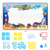 SOKA Deluxe Water Doodle Set with 150 x 90cm Mat, 2 Magic Pens and Stencils – Reusable Kids' Drawing