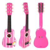 SOKA Wooden Pink Striped Toy Guitar with 6 Strings – Pretend Play Music Instrument for Toddlers, Ages 3+