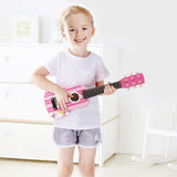 SOKA Wooden Pink Striped Toy Guitar with 6 Strings – Pretend Play Music Instrument for Toddlers, Ages 3+
