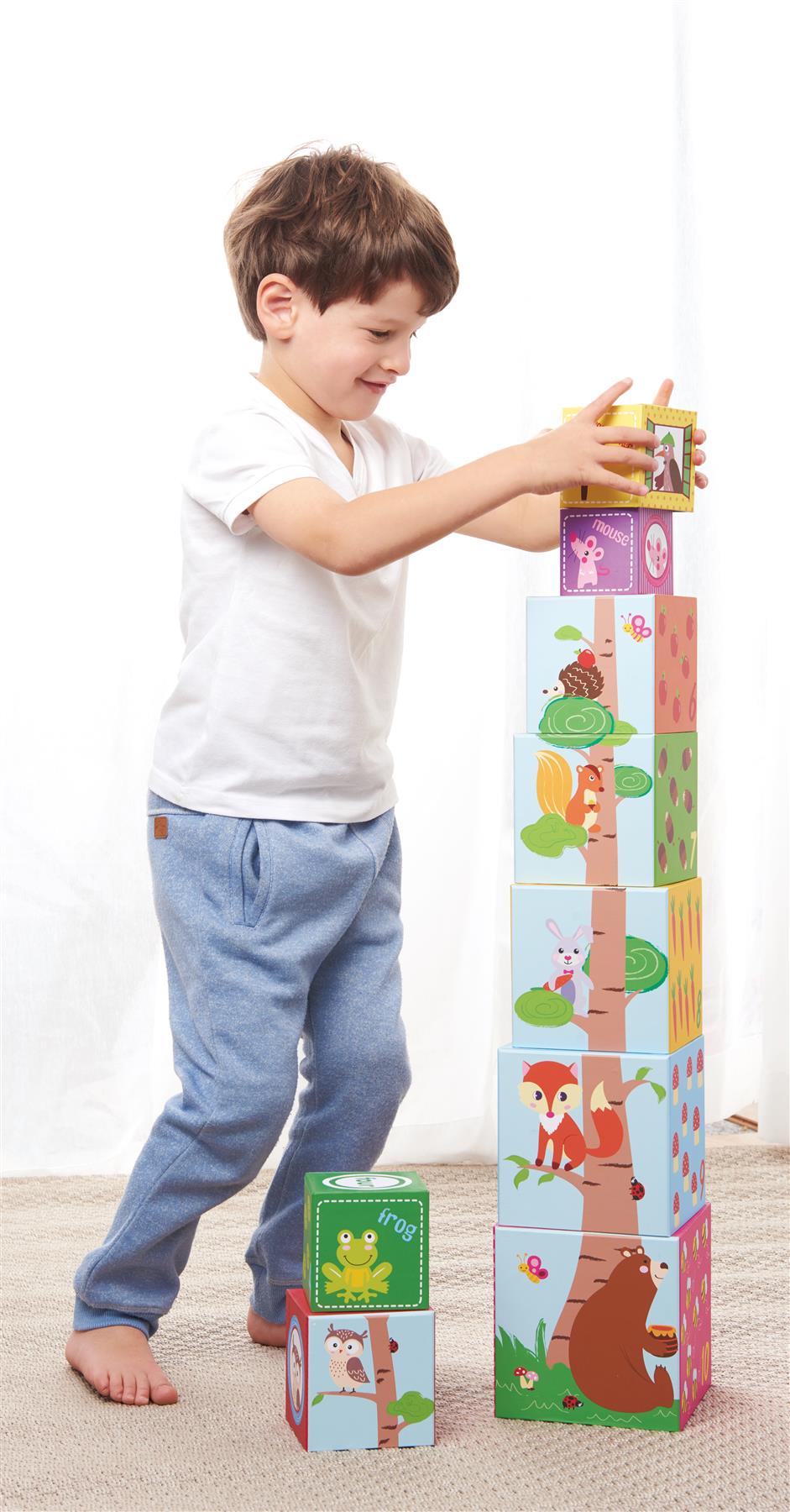 LELIN Forest Stacking Cube 1-10 with Animals and Bright Colours – Early Counting Toy, 12 Months+